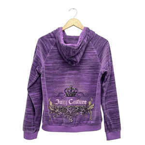 Juicy Couture Dewberry Purple Bling Velour Crown Crest Zip Hoodie Y2K Vintage L